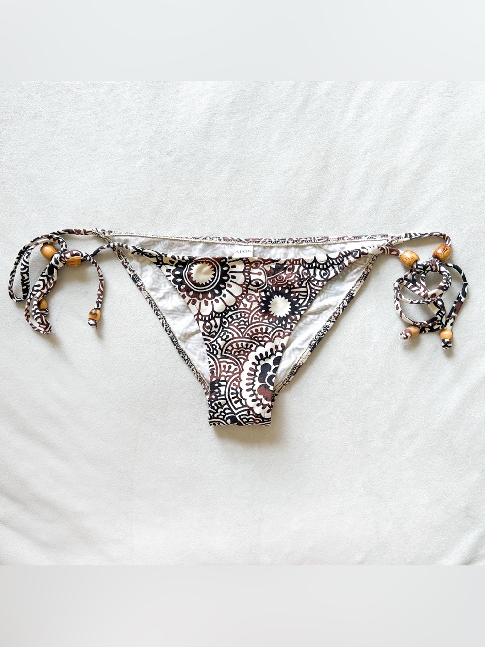 AEON Printed Tie-Side Bikini Bottoms in Brown & Black - Large